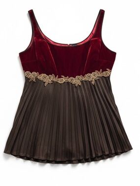 Bandolino Velvet & Pleated Embellished Top – Size 12